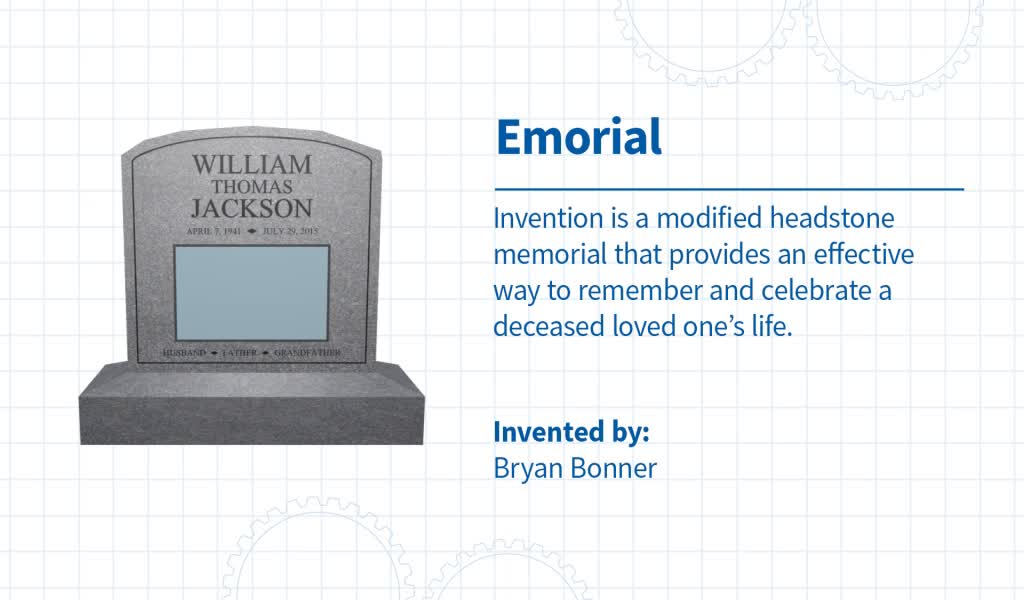 eMorial product — modified headstone memorial invented by Bryan Bonner
